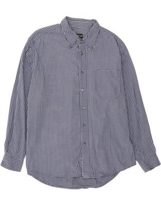 EDDIE BAUER Herren Hemd Large dunkelblau kariert Baumwolle AU05