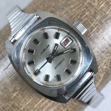 Vintage Jubilee Women Fashion Date Silver Expansion Band Automatic 24mm Watch 6"