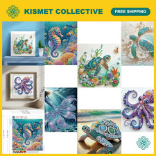 6 Pack 5D Diamond Art Kits - Sea Turtle, Seahorse, Octopus - DIY Rhinestone Craf