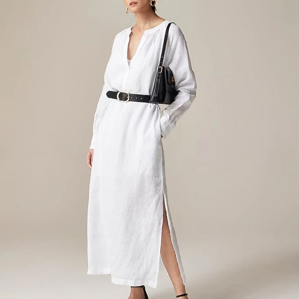 J. Crew Women's Cabana dress in linen White Small - Image 2 of 4