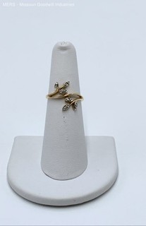 10K Yellow Gold Diamond Leaf Branch Bypass Ring Size 5.75 1.67g