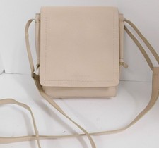 Lucky Brand Beige Leather Front Flap Small Crossbody Bag