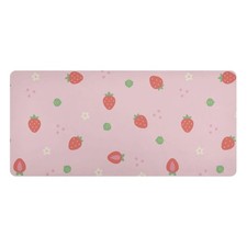 Mouse Pad Desk Mat Leather Large 35.4 x 16.5 Inch, Cute Strawberry