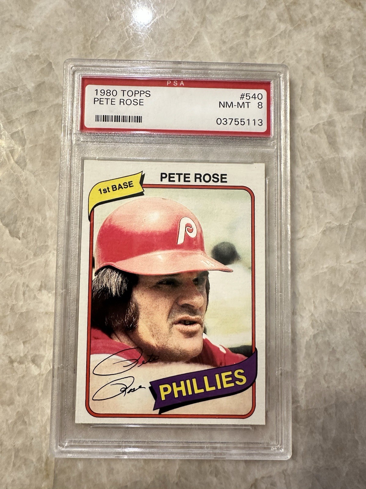 1980 Topps - Pete Rose #540 Philadelphia Phillies MLB Baseball PSA 8 NM-MT Card
