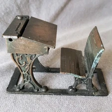 1970s Vintage Durham Industries Die Cast Metal Miniature School Desk