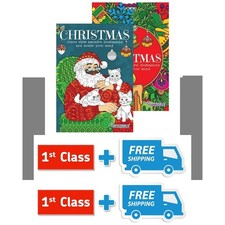 Christmas Advanced Colouring In Book - Xmas Present Kids Children Santa Cute.