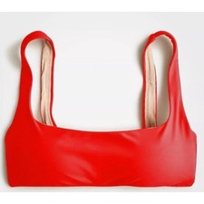 J. Crew Red Over the Shoulder Scoop Neck Heritage Bikini Top - Medium - NWT