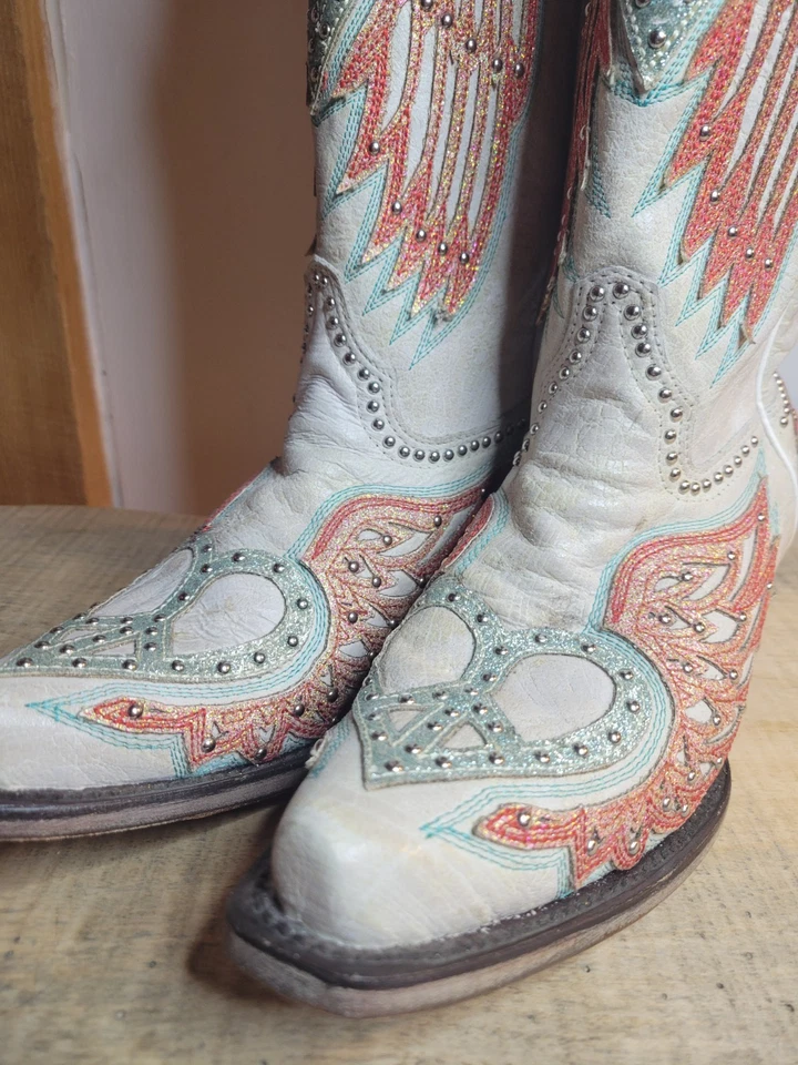 Botas occidentales altas Corral Heart Wings para mujer - punta corta EE. UU. 8M Foto 2 de 4