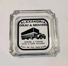 Vintage Advertising Glass Ashtray ALEXANDRIA DRAY & MOVING Trucking Minnesota