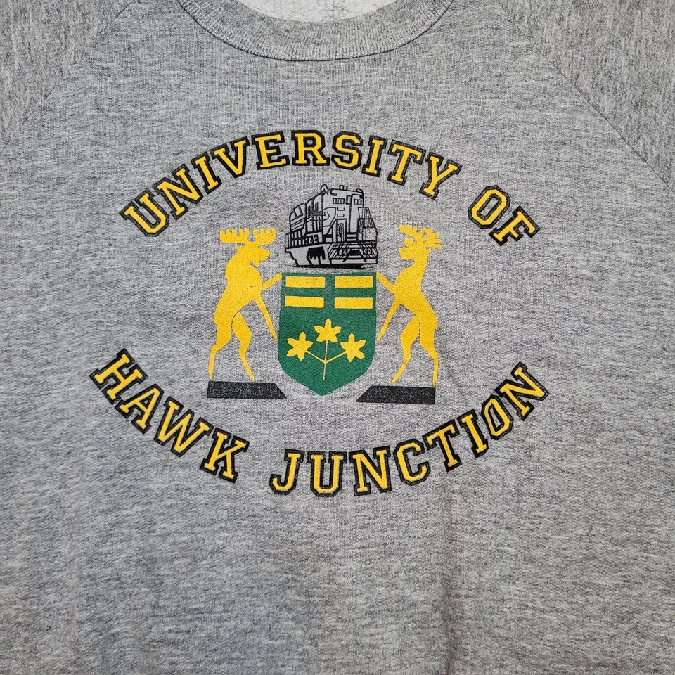 Sudadera De Colección Años 80 University of Hawk Junction Parodia Para Hombre Grande Calce Cuadrado Foto 2 de 4