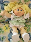 Vintage 1985 Cabbage Patch White Girl Doll W Shoes Lemon Hair. Dress, Ok Tag