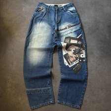 Makaveli 2Pac 2000er Hip Hop Baggy Jeans Hose Tupac Print Oldschool Gr. 34 Blau