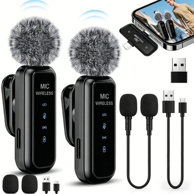 Wireless Ansteckmikrofon Set Plug-and-Play ohne Bluetooth für iPhone & Android