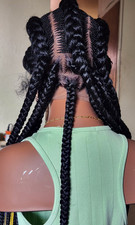 100 Handmade Cornrow braided micro wig made with full lace wig 1B