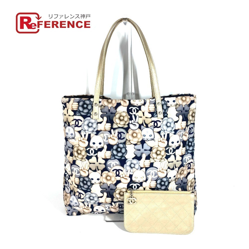 CHANEL Cat Chupette Camellia Cat Bag with Pouch Tote Bag Shoulder Bag Blue Ladie