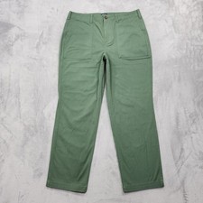 Lands' End Pants Womens 16 Green Twill Chino Straight Utility Pockets Casual