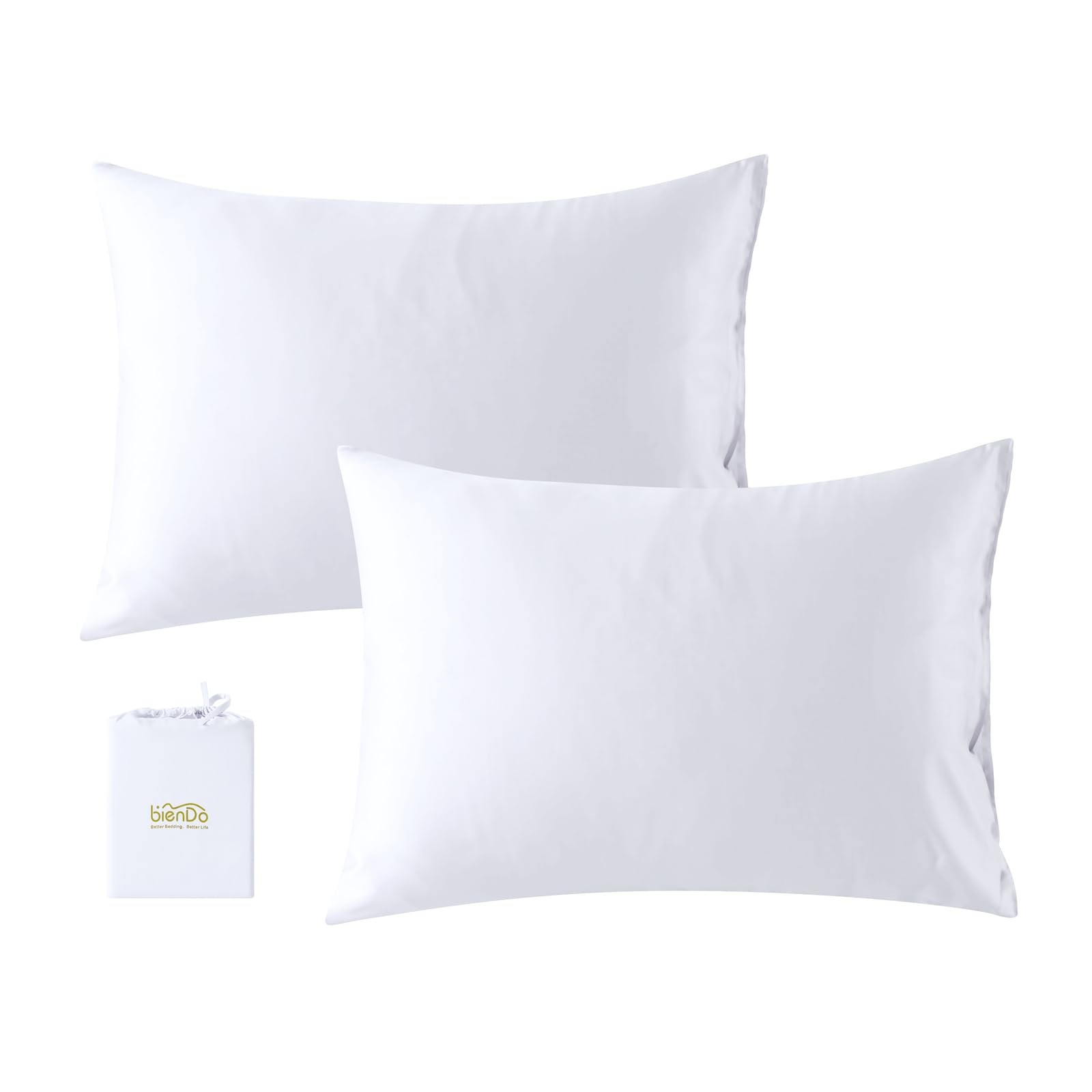 Taie d'oreiller 50x75 en bambou et soie végane blanche - Lot de 2 rectangulaires