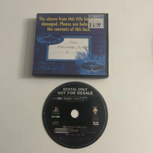 Broken Sword II (2) - PlayStation 1 (PS1) - Rental Version - Blockbuster - Rare