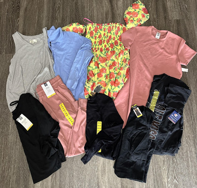 Mixed Brands Clothing Lot of 9 Womens Medium Dress Joggers Tops Tank Tee Lounge
