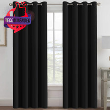 100 Blackout Curtains Jet Black 52"W x 96"L Single Panel