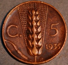 Italy 5 Centesimi 1935 Vittorio Emanuele III KM# 59