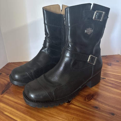 Women’s Harley Davidson Biker Boots Black Leather 84185 Woman Size 9 READ