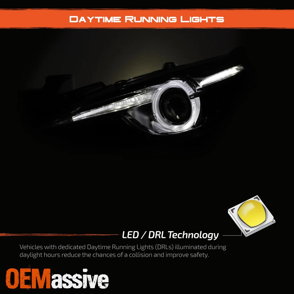 For 2014-2016 Mazda 3 Upgrade LED Halo Rim Projector Black Headlights [Pair] - Image 4 of 4