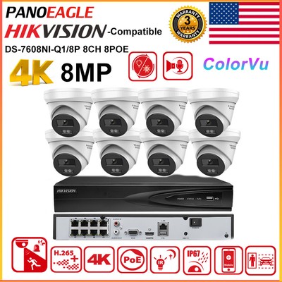 Hikvision 8MP 8CH CCTV System 8MP Hybrid Light ColorVu IP Camera 2-Way Audio Lot