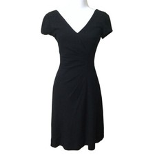 Banana Republic Black Dress Size 0 Gathered Side Classic LBD V Neck