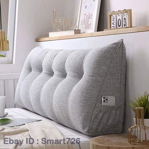 Cotton Linen Bed Cushion Sofa Headrest Hotel Backrest Pillow Removable Headboard - Picture 6 of 30