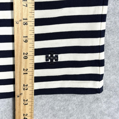Tory Burch Top Womens XL Robinson Shirt Striped Cotton Boxy Coastal Preppy Logo - Picture 12 of 12