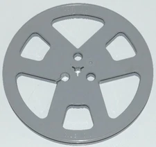 VINTAGE EMPTY GREY PLASTIC TAKE UP REEL 7"x 1/4" WITH BOX