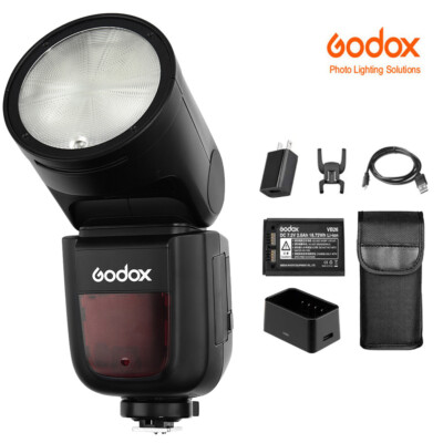 DE Godox V1 C/N/S/F/O Flash Blitzgerät HSS für Canon Nikon Sony Fujifilm Olympus