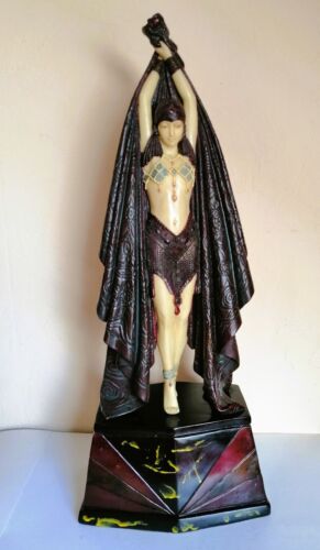Grande Sculpture Figurine Danseuse Art Déco résine ANTINEA repro CHIPARUS - Afbeelding 1 van 18