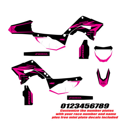 CR250 Polisport Restyle Honda 2002+ graphic kit black/pink custom #'s FREE SHIP!