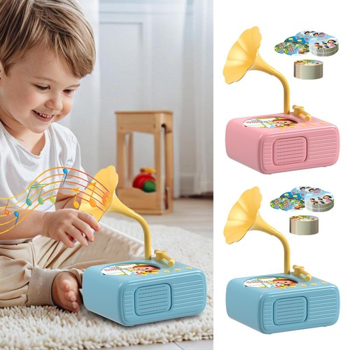 Toddler Gramophone Music Toy Kids Phonograph Record with 96 Cards