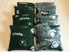 MICHIGAN STATE SPARTANS CORNHOLE BEAN BAGS SET OF 8 TOP QUALITY TOSS GAME