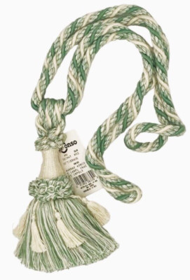 Conso Empress 21947 W93 MARINE GREEN WHITE 6'' Tassel Curtain Drapery Tieback