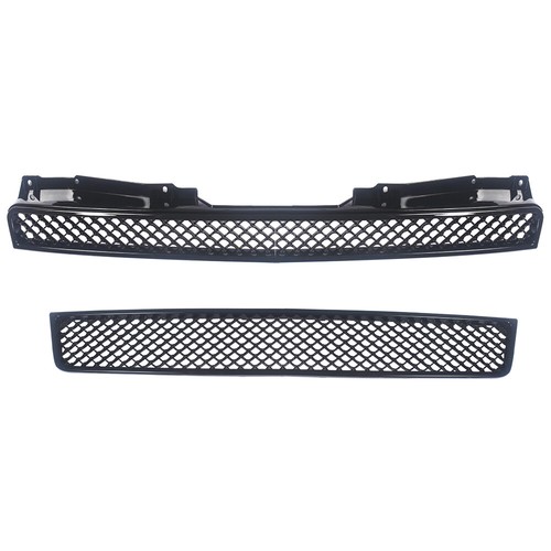 2PCS Plastic Black Front Upper Lower Grille Assembly Set For Chevy Tahoe 2007-14 - Picture 2 of 12