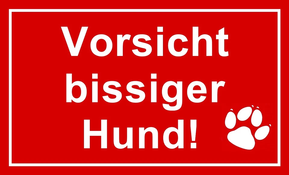 DIVERSE ☆ Schild - Vorsicht bissiger Hund - 250x150 Kunststoff Achtung (Hundeschild)