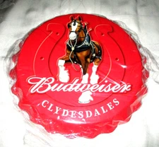 Large BUDWEISER BEER 3-Dimensional Metal Bottle Cap Wall Sign Decor #1 - NEW