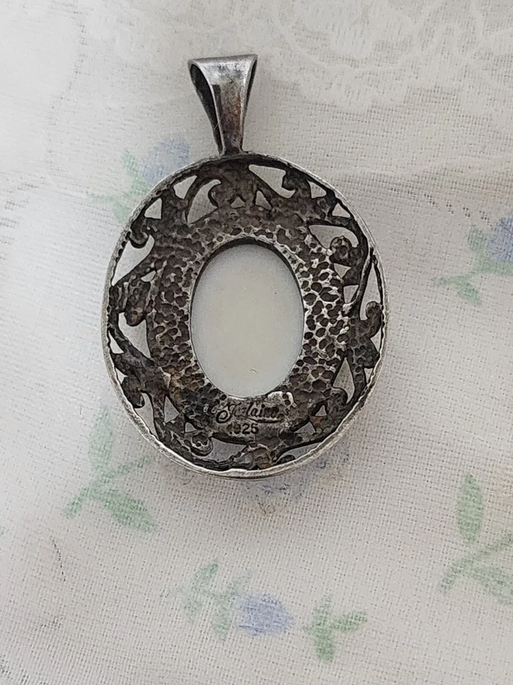 Винтажный Jezlaine серебро 925 камео ар-нуво леди подвеска - Изображение 4 из 4