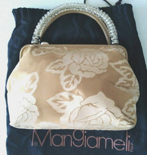 MANGIAMELI BORSA LUXURY PELLE SCAMOSCIATA FLOREALE AVORIO NUOVA LEATHER BAG NEW