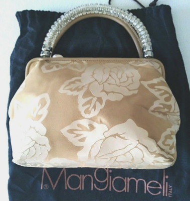 MANGIAMELI TASCHE LUXURY WILDLEDER FLORAL ELFENBEIN NEU LEATHER BAG NEU