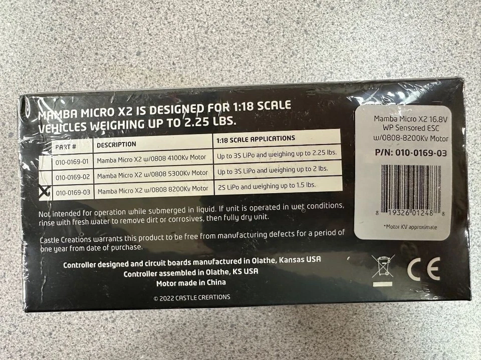 Combo sin escobillas Castle Creations Mamba Micro X2 WP escala 1/18 8200Kv 010-0169-03 Foto 3 de 4