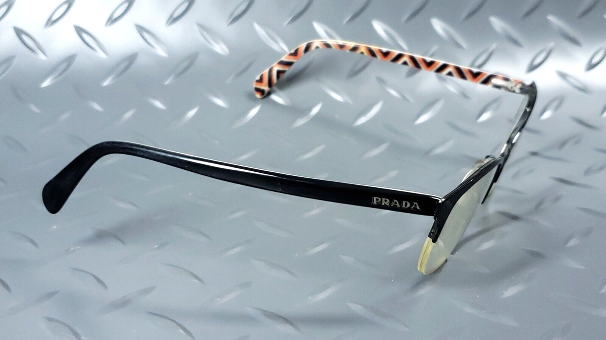 PRADA Eyeglass Frames Black Cat Eye Half Rim * 52[]17-140 colored