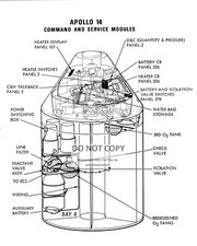 APOLLO 14 COMMAND AND SERVICE MODULES CUTAWAY DRAWING - 8X10 NASA PHOTO BT-371