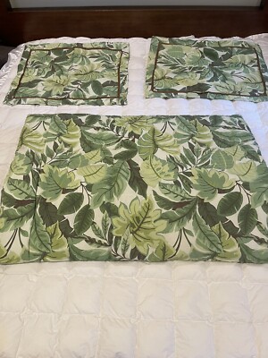 Lorena Garcia Comforter Shams Queen Cotton Green Brown Tropical Leaves Bedding