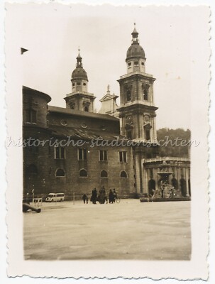 Salzburg - Cathedral Fountain Bus - Old Photo 1930s