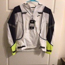 Brooks Women's M Run Visible Convertible Jacket White/Asphalt/Nightlife Size XS